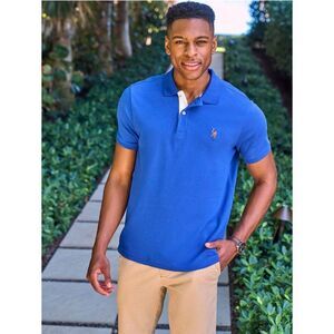 U.S. Polo Assn. Men's Interlock Polo Shirt (Blue Raft) (S) Small
